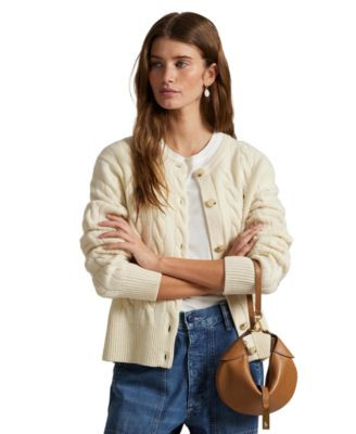 Polo Ralph Lauren Women's Cable-Knit Wool-Cashmere Cardigan Sweater - Battalion Grey Heather | Macy's