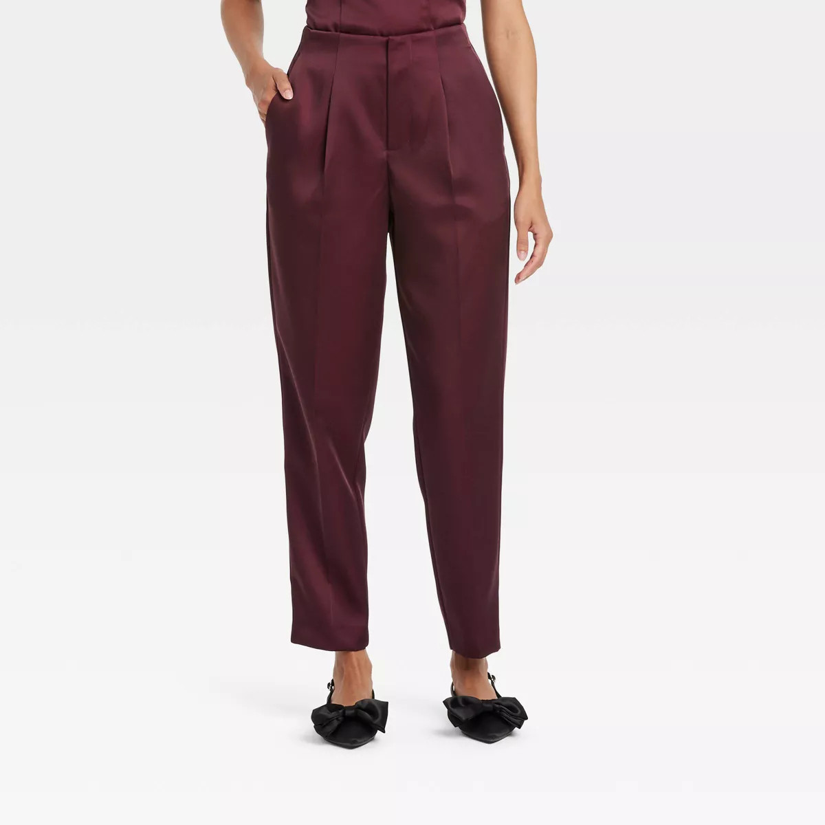 Women's Super-High Rise Tapered Ankle Tailored Satin Trousers - A New Day™ | Target