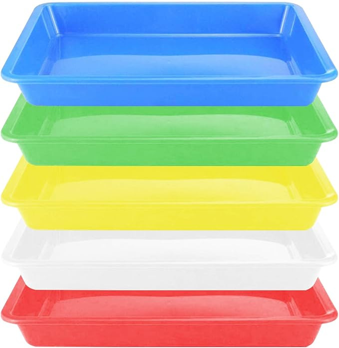 Plastic Art Trays - 5 Piece Stackable Activity & Craft Organizer, Serving & Jewelry Tray for DIY ... | Amazon (US)