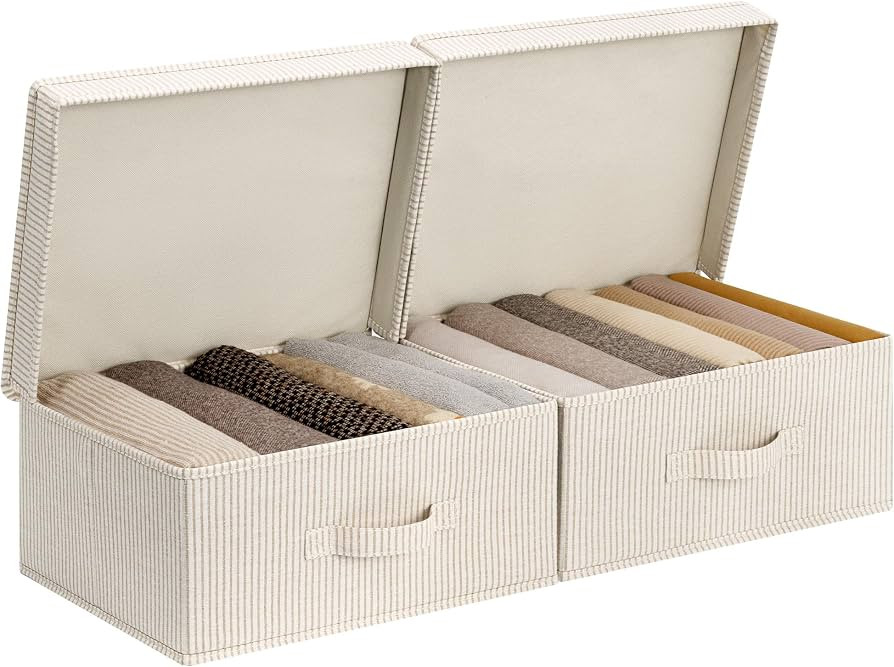 StorageWorks Fabric Storage Bins with Lids, Stackable Closet Storage Organizers with Handles, Dec... | Amazon (CA)
