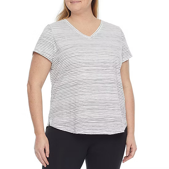 Stylus Womens Plus V Neck Short Sleeve T-Shirt | JCPenney