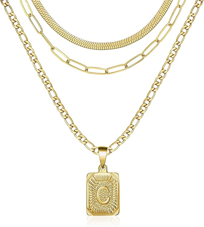 Gold Initial Necklaces Gift for Women,18K Gold Plated Dainty Layering Paperclip Link Chain Neckla... | Amazon (US)