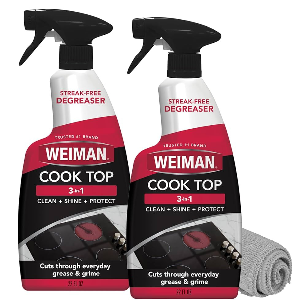 Weiman Cooktop and Stovetop Daily Cleaner Spray, Streak-Free, Non-Abrasive - 2 Pack, 22 oz with M... | Amazon (US)