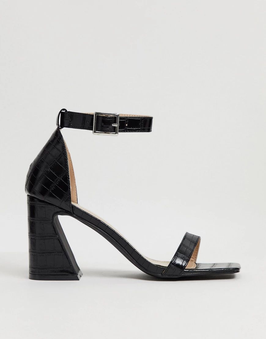 RAID Daisie feature heel sandals in black croc | ASOS (Global)