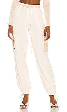 L'Academie Lena Pant in White & Khaki from Revolve.com | Revolve Clothing (Global)