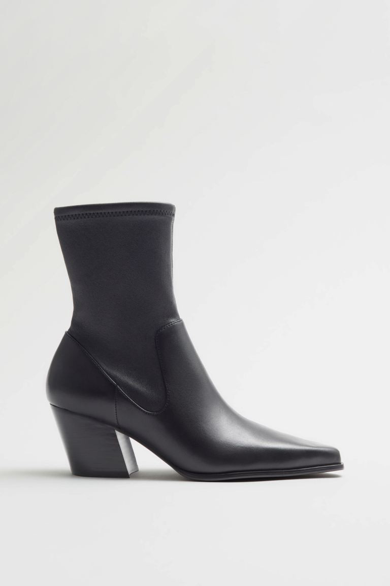 Spitze Lederstiefel - Schwarz - Ladies | H&M DE | H&M (DE, AT, CH, NL, FI)