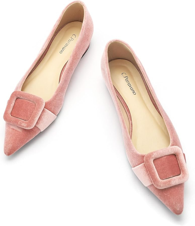 C.Paravano Women's Flats | Pointed Toe Flats | Velvet Ballet Flats | Slip On Shoes for Daily Wear... | Amazon (US)