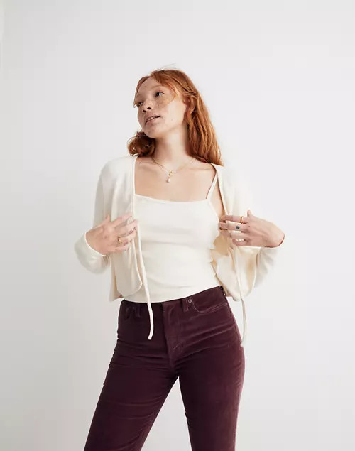 Brushed Rib Tie-Front Cardigan | Madewell