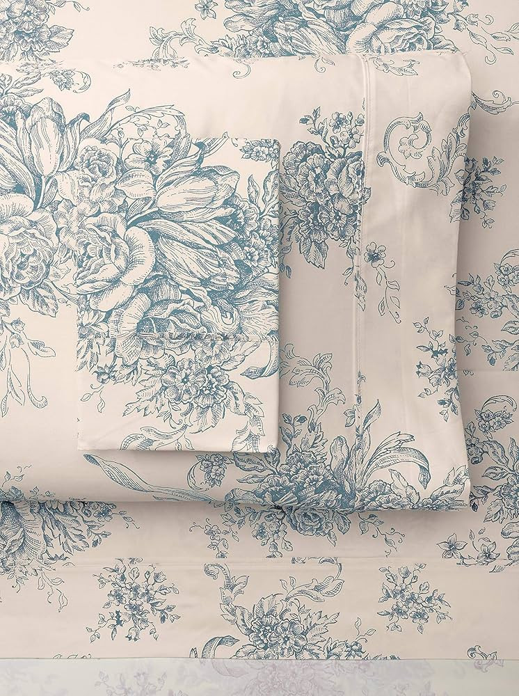 Melange Home 235469 Mélange Home Sheet Set, Queen, Light Blue Toile | Amazon (US)
