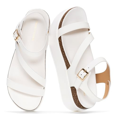 Project Cloud Platform Sandals Women Footwear - Plush & Soft Insole Wedge Sandals for Women Footwear Stylish Platform Shoes with Adjustable Straps (Mellow,WHIT,8) | Amazon (US)