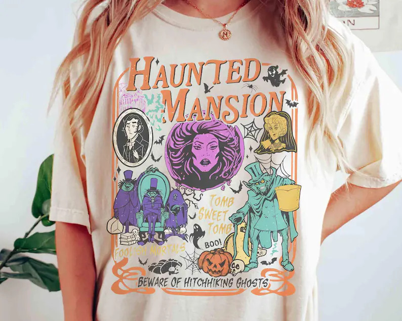Retro Coquette Disney Haunted Mansion T-shirt, Welcome Foolish Mortals, Hitchhiking Ghost, Disney... | Etsy (US)
