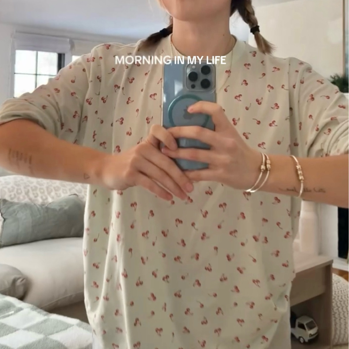MORNING VLOG CHERRY PAJAMA SHIRT 🍒 