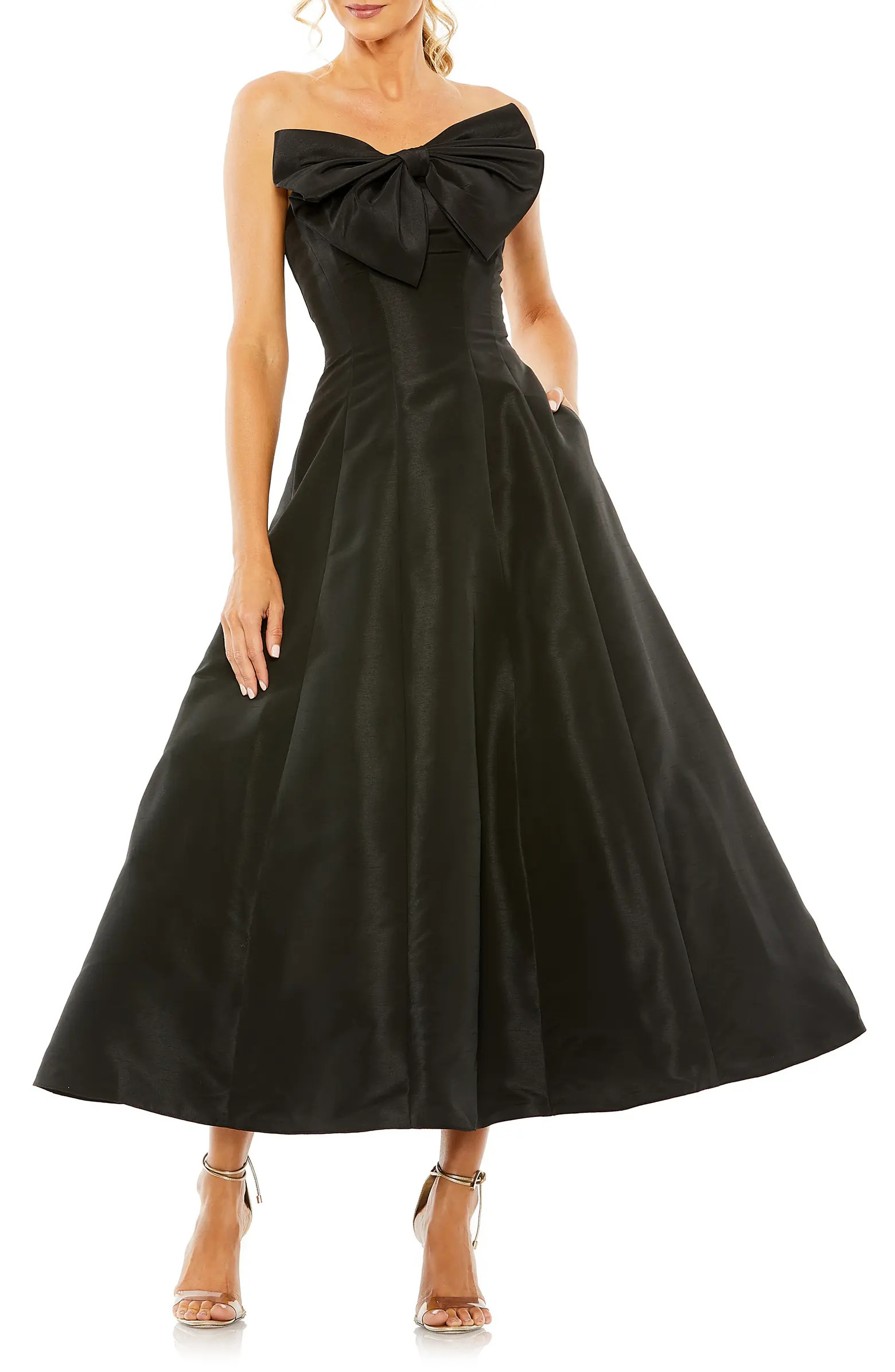 Bow Front Strapless Taffeta A-Line Gown | Nordstrom