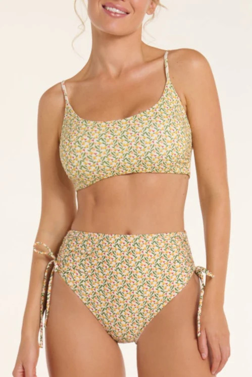 Paloma Scoop Neck Reversible Top in Ditsy and Tile Floral | Hermoza