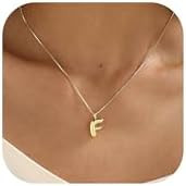 Bubble Gold Silver Letter Necklace Initial Necklaces for Women Trendy 14K Dainty Charm Pendant Na... | Amazon (US)