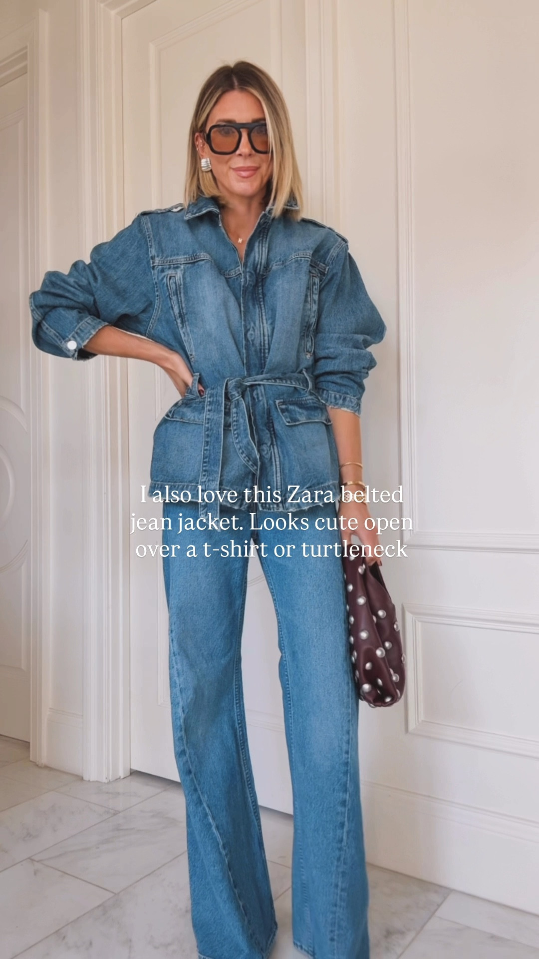 Belted Zara Jean jacket back in stock! I'm wearing size small 