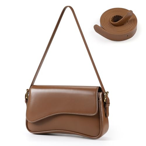 Sightor Shoulder Bag for Women, PU Leather Crossbody Bag Clutch Purse with 2 Adjustable Straps Hobo Bag Y2K Trendy Saddle Bag (Brown) | Amazon (US)