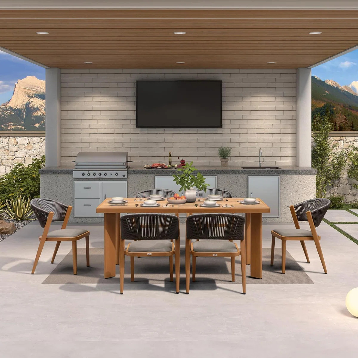 Rectangular 6 - Person  Aluminum Dining Set with Cushions | Wayfair North America