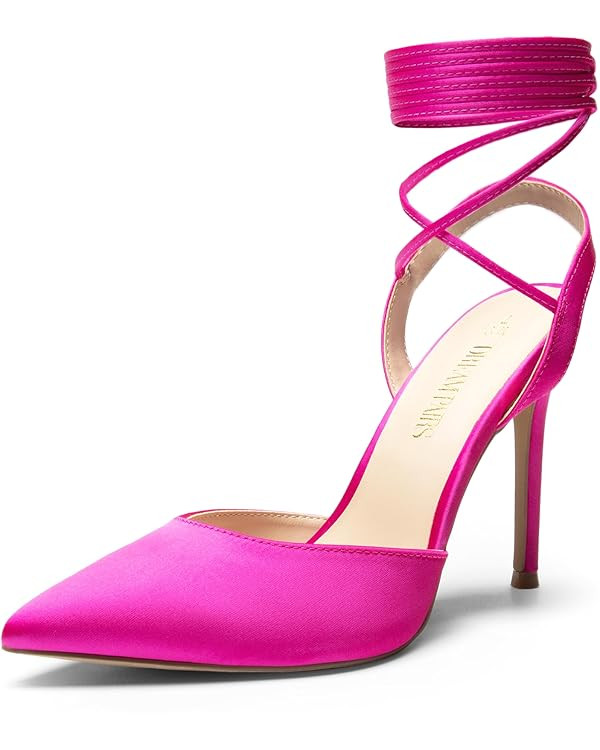 DREAM PAIRS Women's Strappy High Stilletos Heels Pointed Toe Sexy Slingback Lace Up Dress Wedding... | Amazon (US)