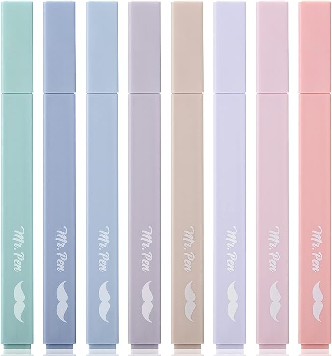 Mr. Pen Aesthetic Highlighters - 8 pcs Chisel Tip Morandi Colors No Bleed Bible Pastel Highlighte... | Amazon (US)