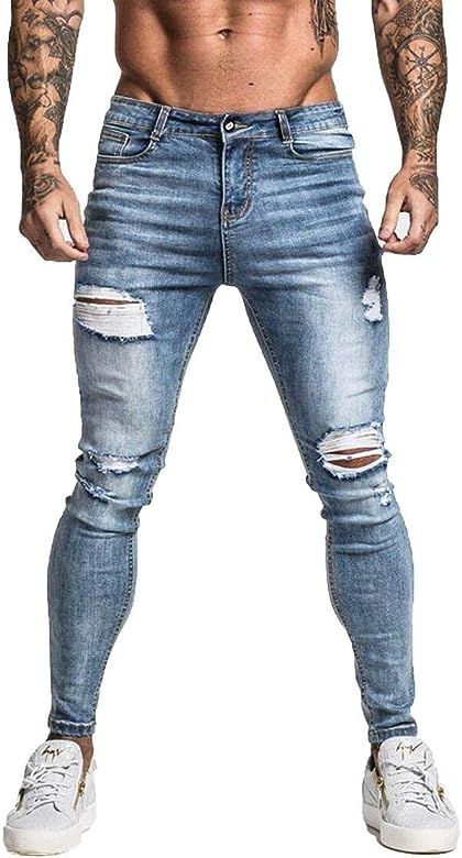 GINGTTO Men's Ripped Jeans Slim Fit Skinny Stretch Jeans Pants | Amazon (US)