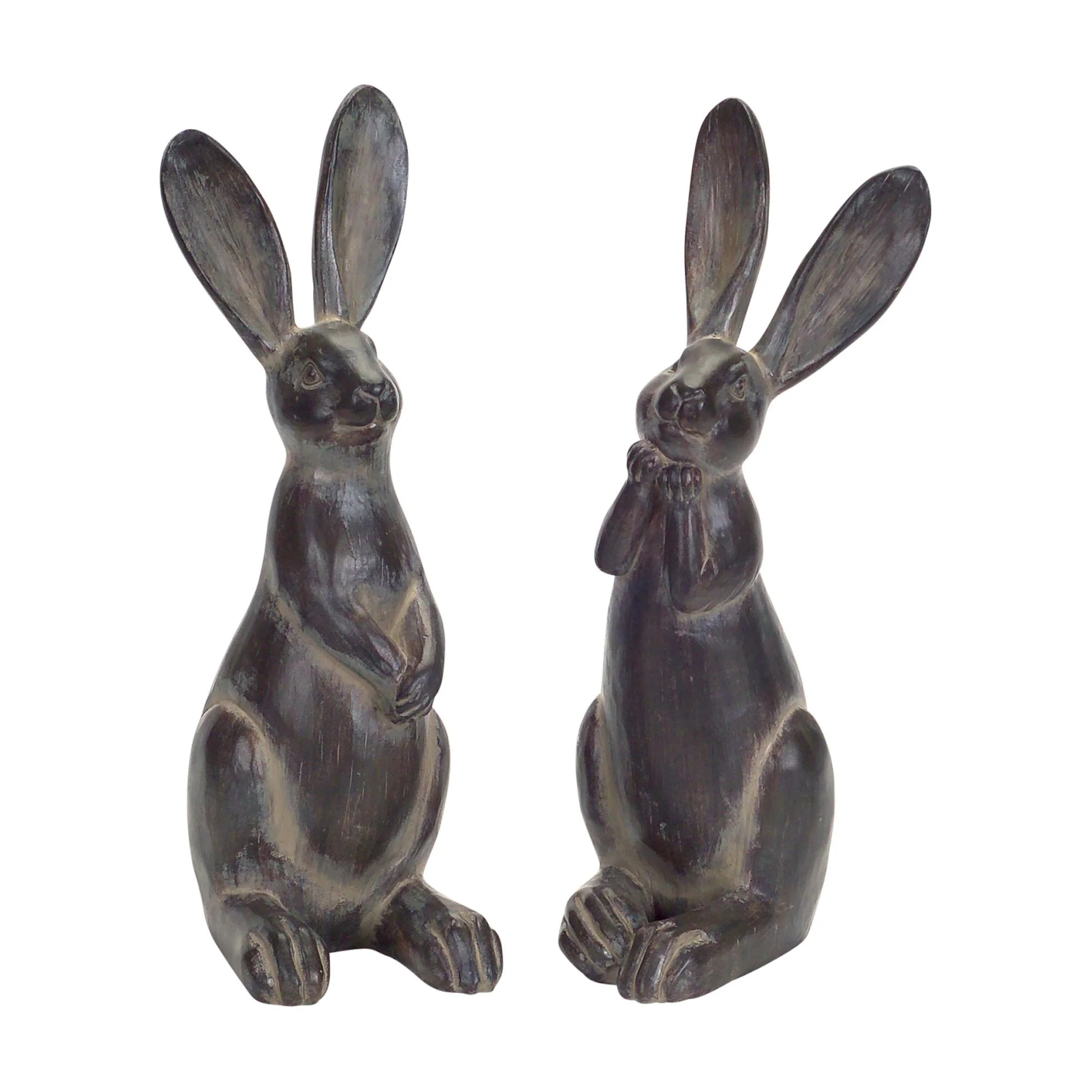 Melrose Rabbit Outdoor Statues - 11.5" - Black - Set of 2 | Walmart (US)
