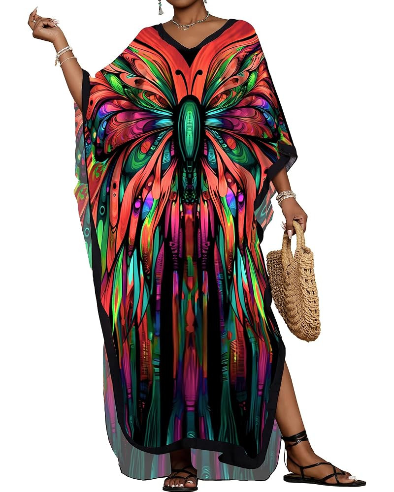 Bsubseach Kaftan Dresses for Women Floral Print Caftans Bathing Suit Cover Ups Plus Size Long Bea... | Amazon (US)