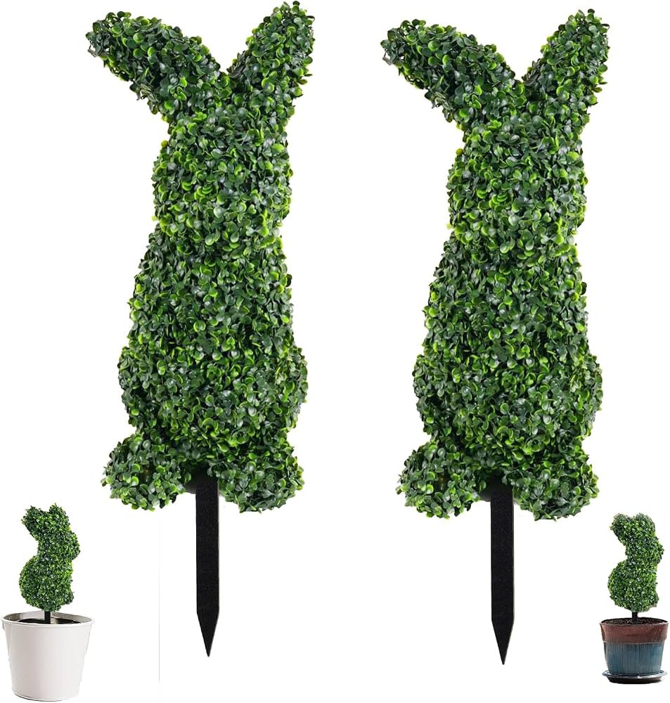 Bunny Topiary, Green Artificial Bunny-Shaped Topiary Pot, Bunny Topiary Outdoor, Easter Rabbit Bo... | Amazon (US)