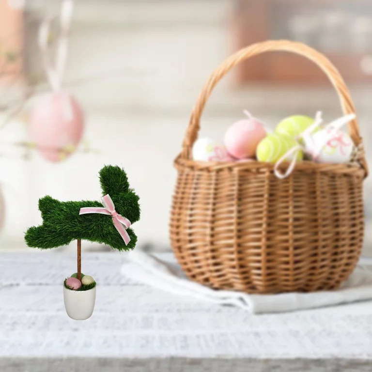 Faux Grass Running Bunny Topiary, Green, 17", Easter by Way To Celebrate | Walmart (US)