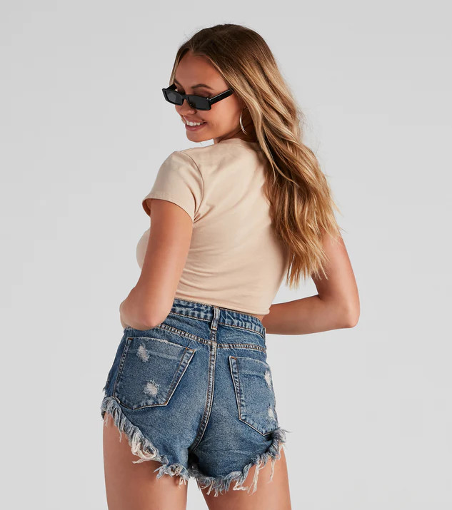 American Moto Slashed Crop Top | Windsor Stores