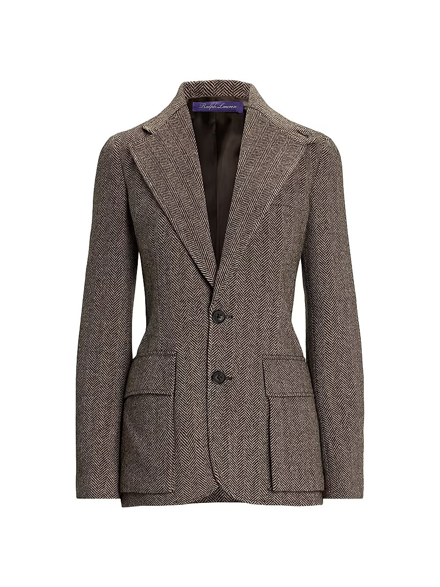 Women's Preston II Herringbone Cashmere-Silk Jacket - Brown Cream - Size 16 | Saks Fifth Avenue