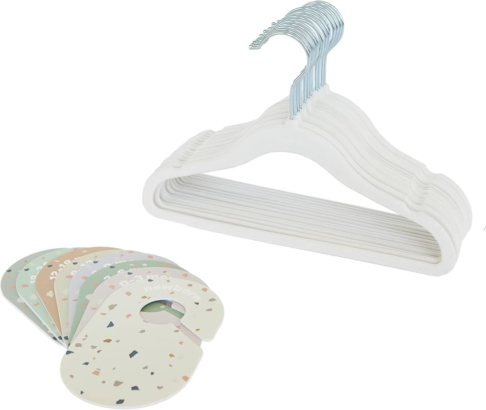 3 Sprouts Velvet Hangers Cream (15 Pack) & Terrazzo Closet Dividers Set | Amazon (CA)