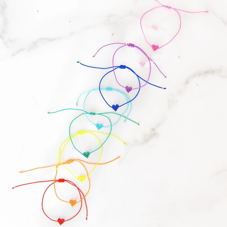 Adjustable Heart Cord Bracelets | Golden Thread