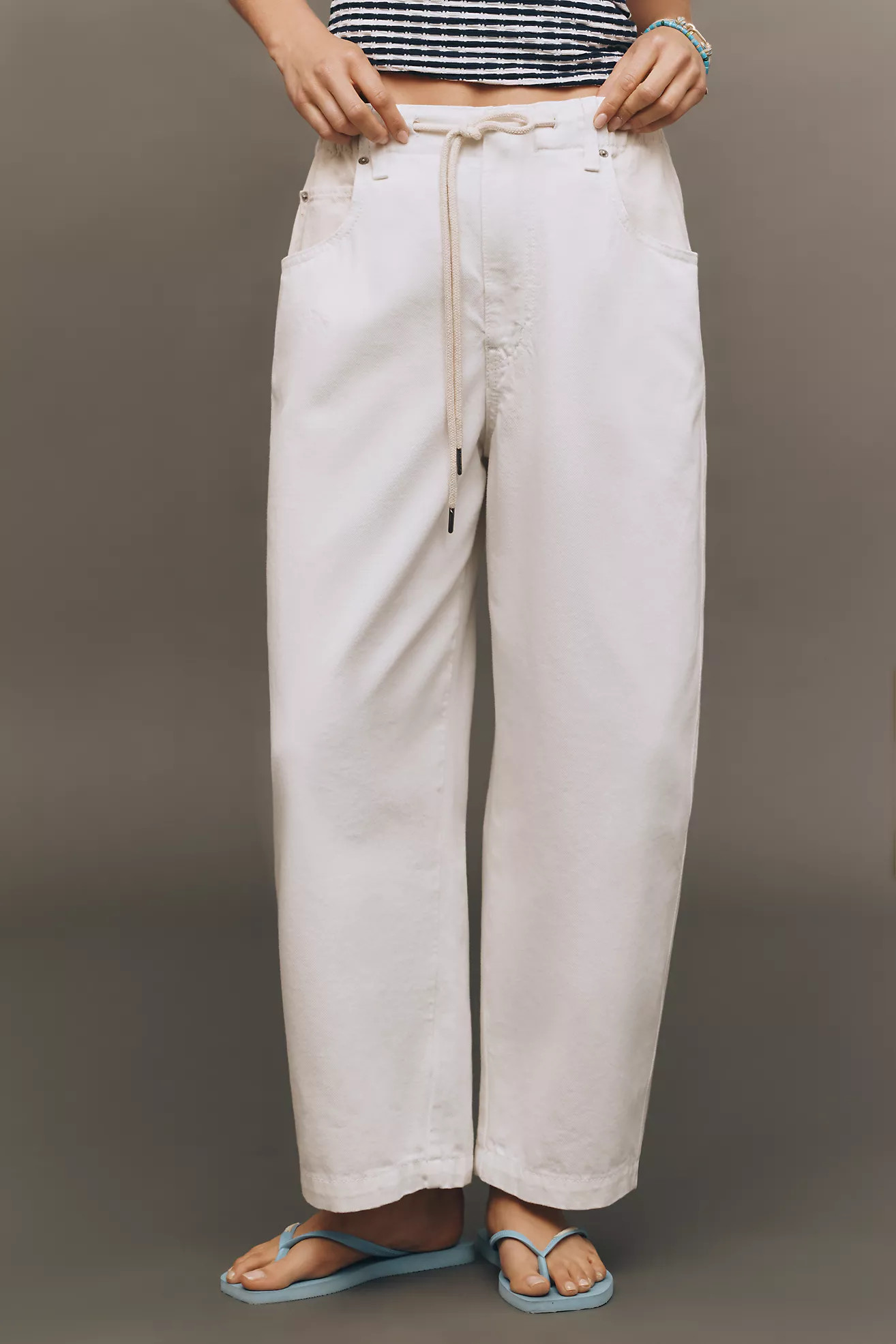 Ética Jackson Drawstring High-Rise Barrel Jeans | Anthropologie (US)