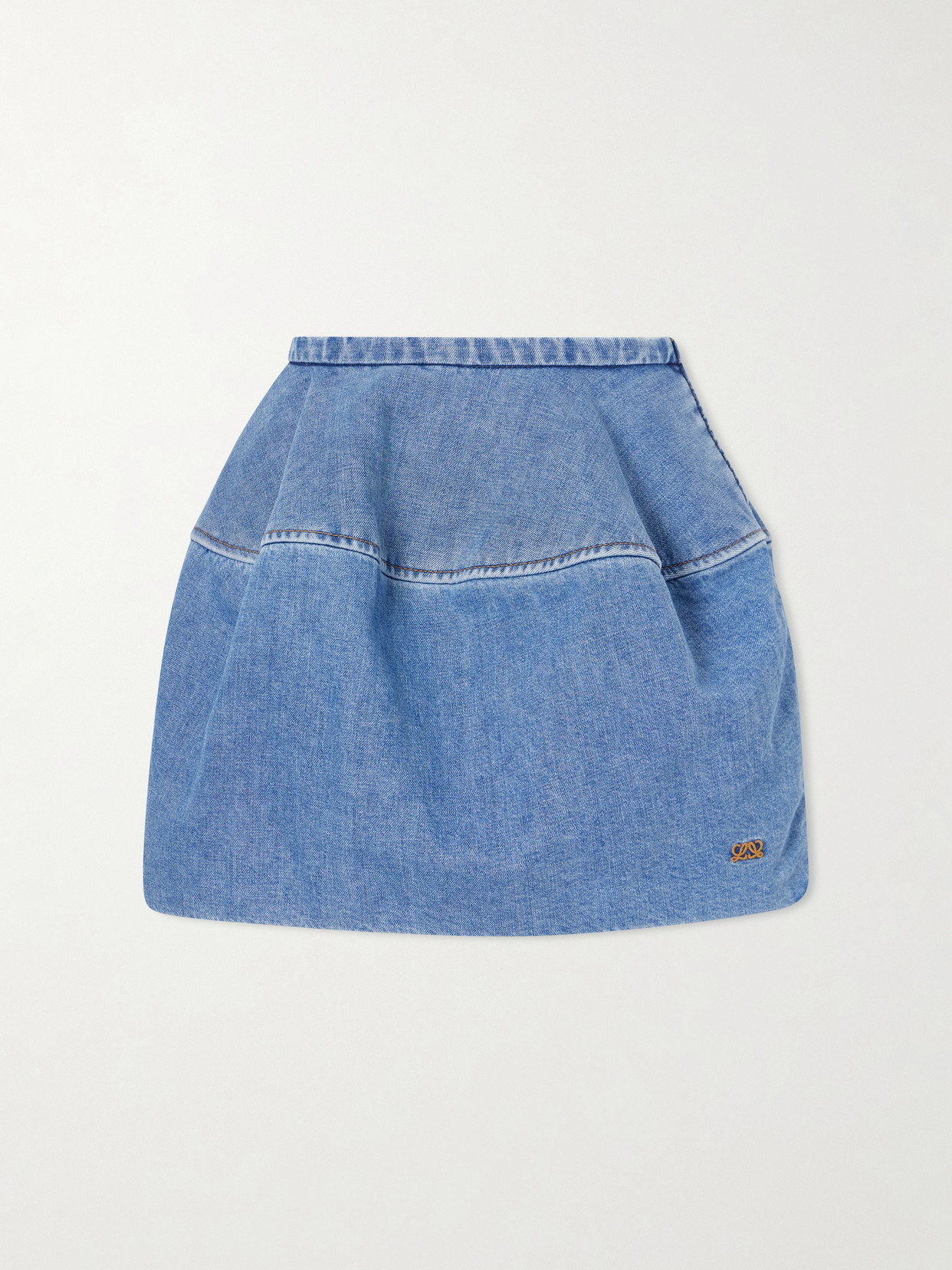 LOEWE - Paneled Denim Mini Skirt - Blue | NET-A-PORTER (US)