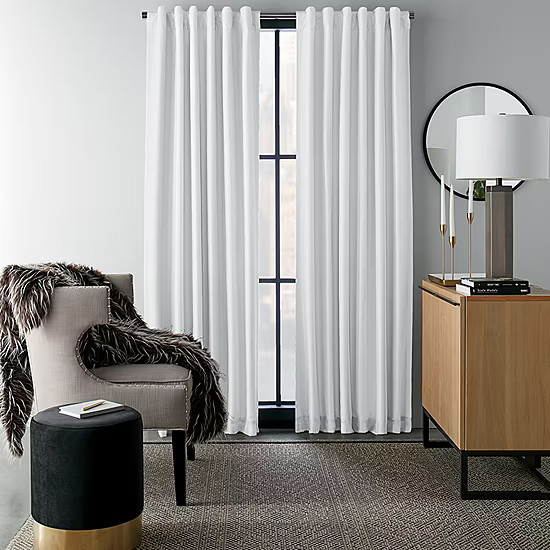 Loom + Forge Mason Textured Overlay Energy Saving 100% Blackout Rod Pocket Back Tab Single Curtai... | JCPenney