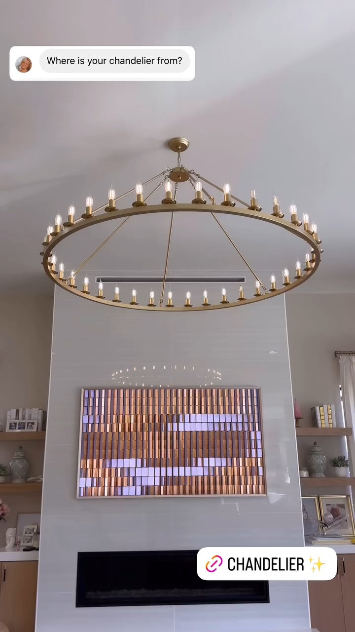 This chandelier transformed our living room! It’s a stunning gold color without the luxury price tag. The intricate gold details add a touch of elegance, instantly elevating any room with a high-end look and feel. ✨ 

 #LTKWatchNow #LTKHome