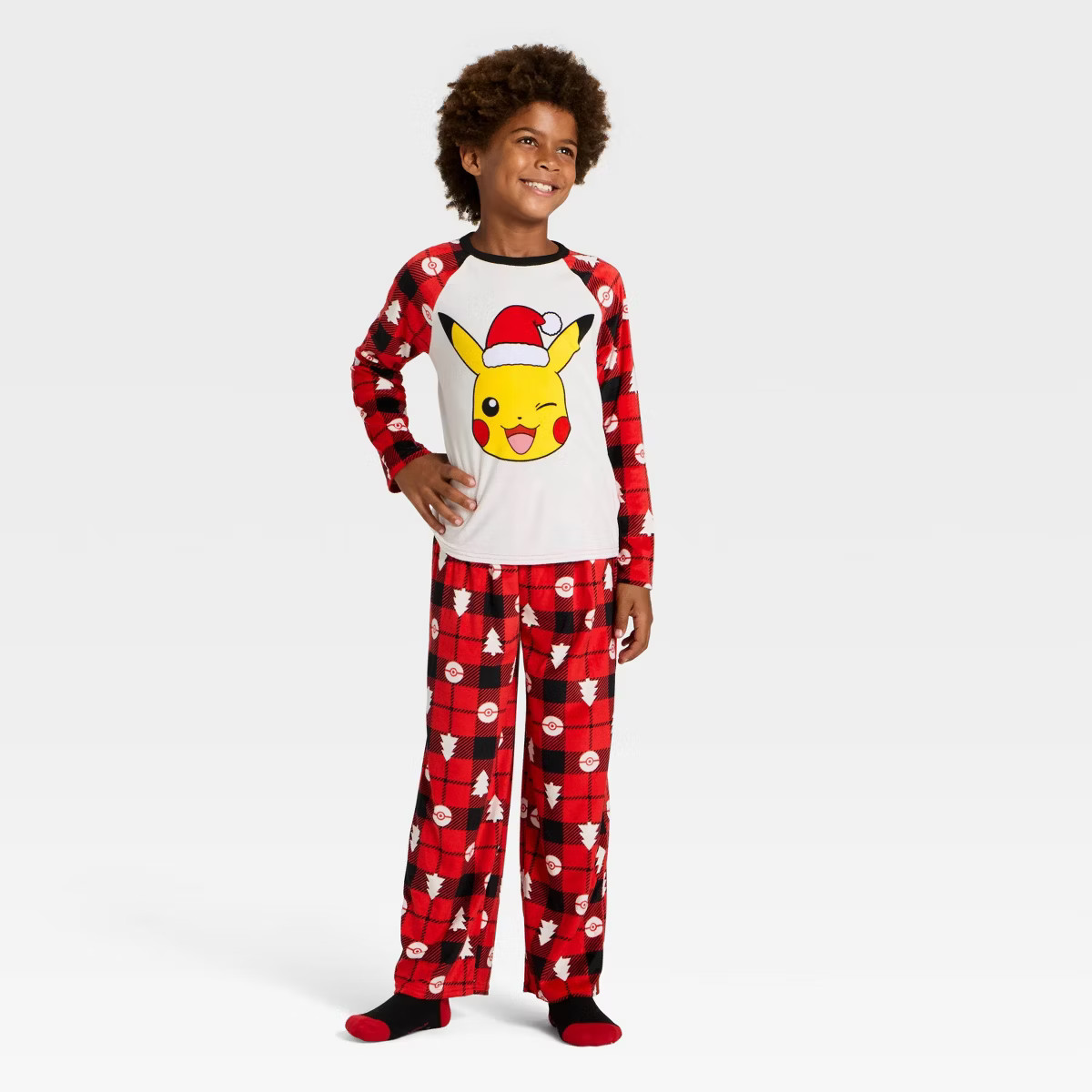 Boys' 2pc Pokemon Christmas Cozy Pajama Set with Socks - Red | Target