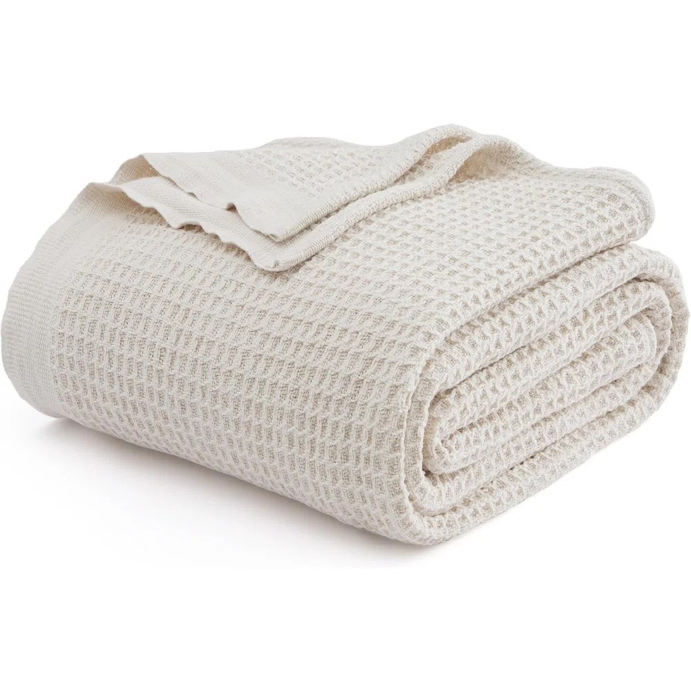 Bedsure 100% Cotton Blanket Breathable Waffle Weave Throw Blanket for Summer | Wayfair North America