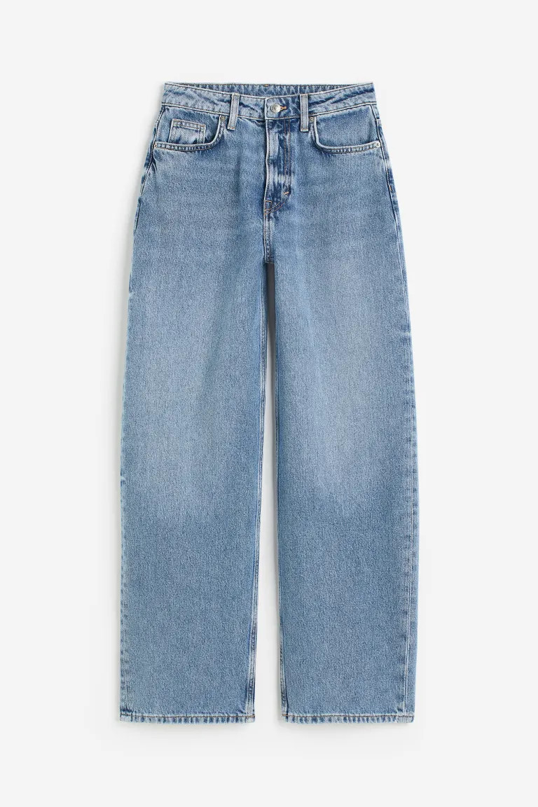 Baggy High Jeans - Hoher Bund - Extra langes Bein - Helles Denimblau - Ladies | H&M DE | H&M (DE, AT, CH, NL, FI)