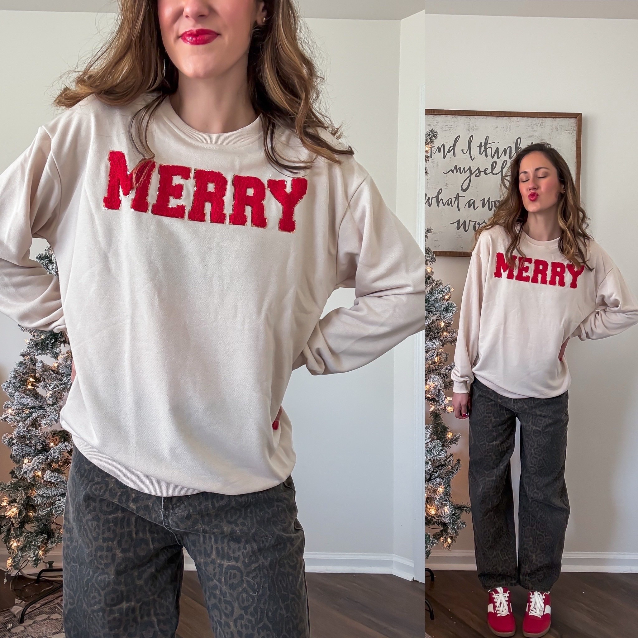 Holiday party outfit with MERRY sweatshirt ❤️

#LTKFindsUnder50 #LTKHoliday