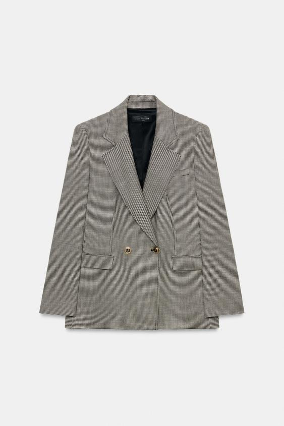 DOUBLE-BREASTED HOUNDSTOOTH BLAZER | Zara AU