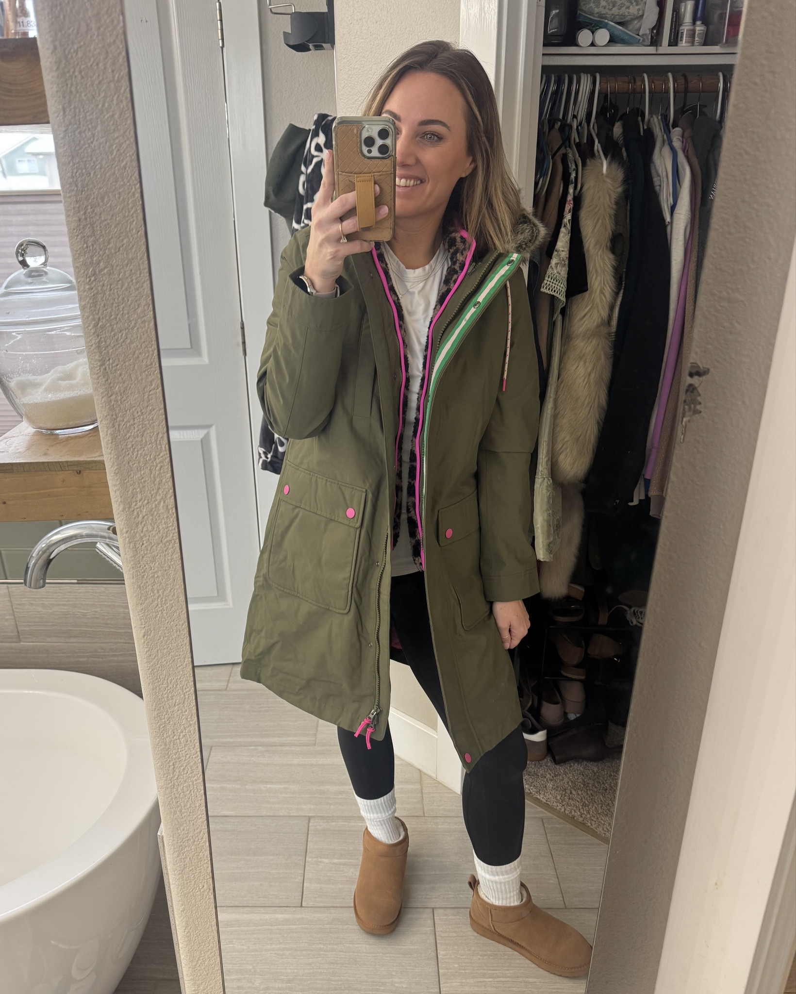 Saw this and I had to have it for winter. It has a removable reversible vest inside. Adds so much fun to my winter wear. I’m in a Medium. 