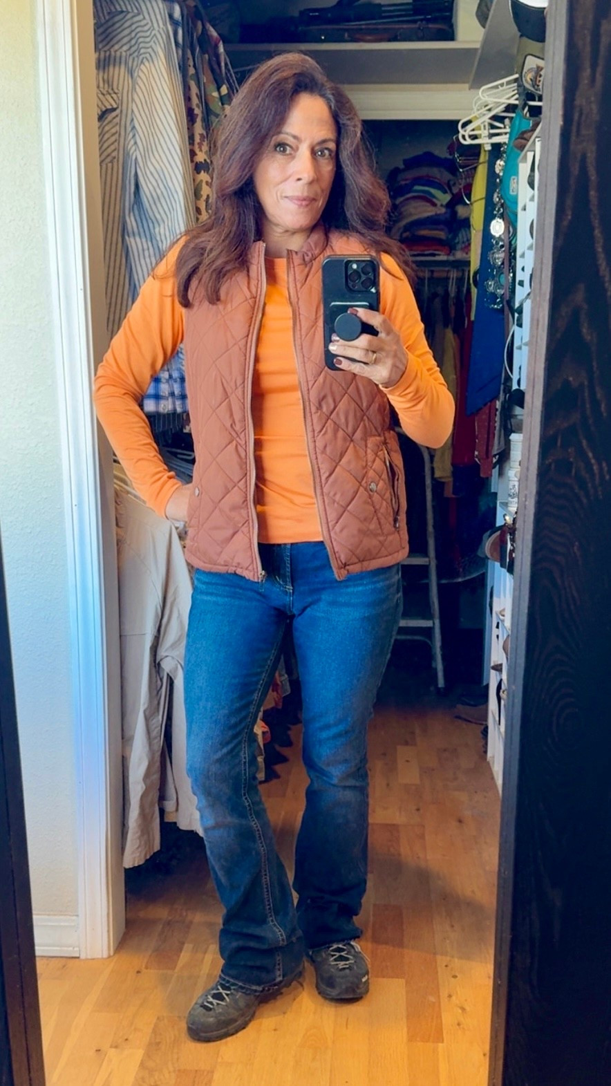 🍂A cozy autumn outfit for a petite spring gal! 🌺
I’m wearing a Baleaf Thermal Shirt, Fuinloth Women's Quilted Vest, Silver Jeans Co. Suki Mid Rise Curvy Fit Bootcut Jeans (🤷🏽‍♀️ the link to those now shows a button fly, which these are not), and alewa Women's Alp Trainer 2 Gore-Tex Waterproof GTX Hiking Shoes.

#LTKSeasonal #LTKPetite #LTKdayinmylife
