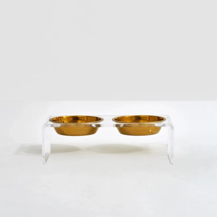 Gold Bowl Clear Elevated Feeder | Wayfair North America