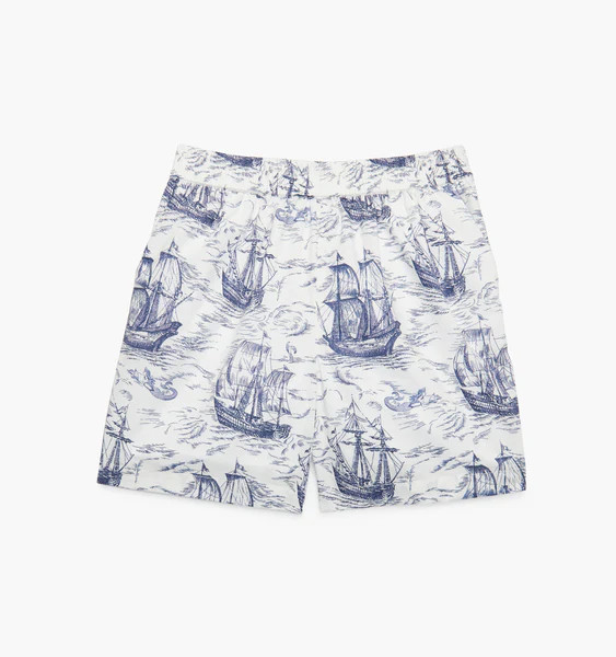 The Baby Leo Shorts - Navy Mariner's Toile | Hill House Home US