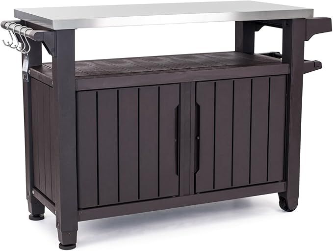 Keter Unity XL Portable Outdoor Table and Storage Cabinet with Hooks for Grill Accessories-Stainl... | Amazon (US)