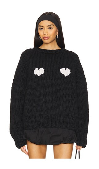 Two Hearts Slouchy Pullover in Jet | Revolve Clothing (Global)