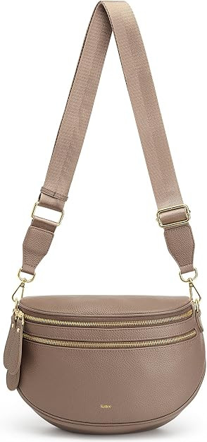 Kattee Spacious Leather Bum Bag for Women with RFID Blocking | Top grain pebbled leather with roo... | Amazon (US)