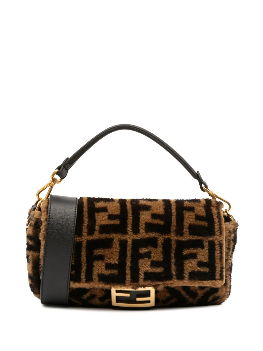 Fendi Pre-Owned 2000-2010 Medium Zucca Shearling Baguette satchel - Brown | Farfetch Global